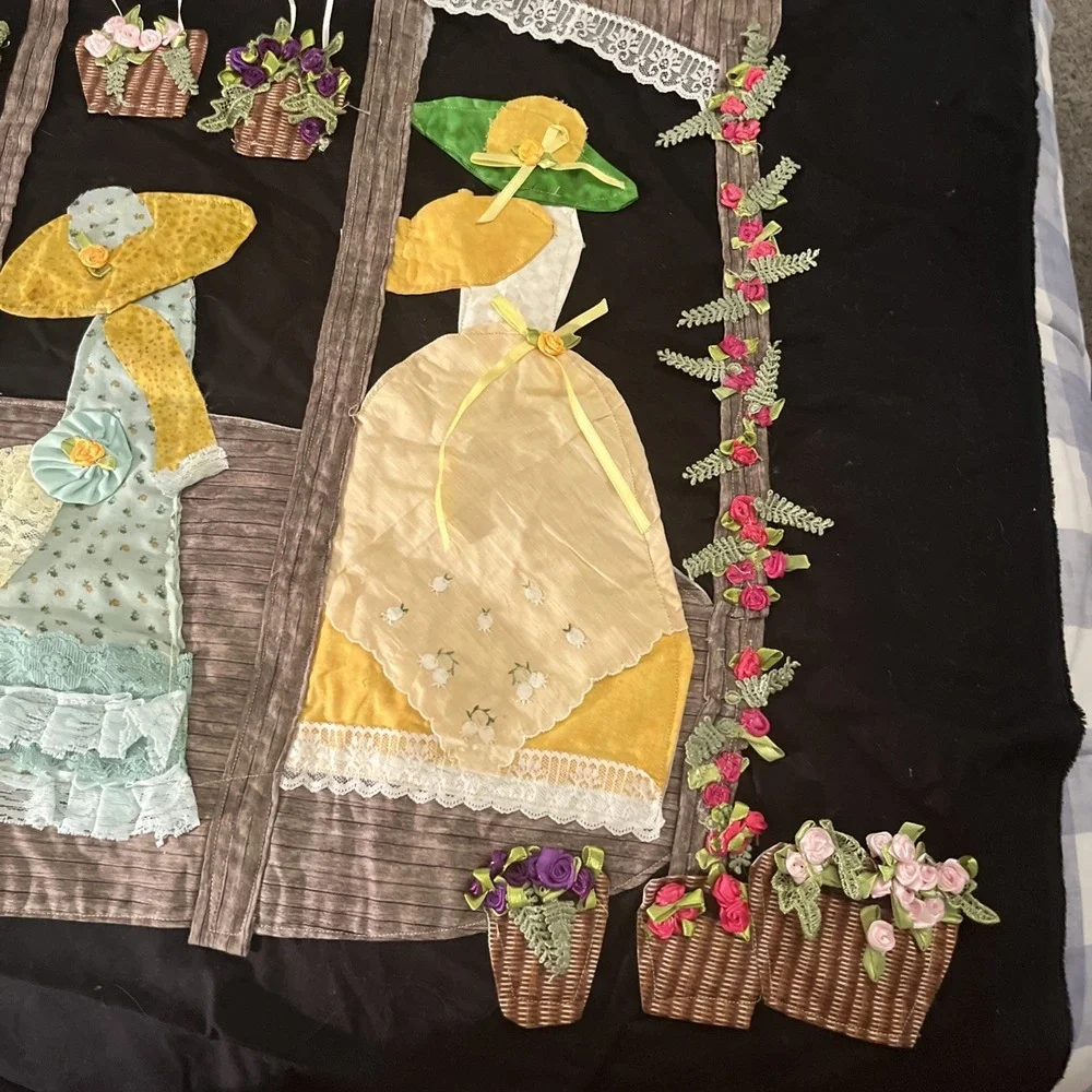 Unfinished Quilt Top Colonial Sun Bonnet Sue Rough Cottage Core Grandma Core